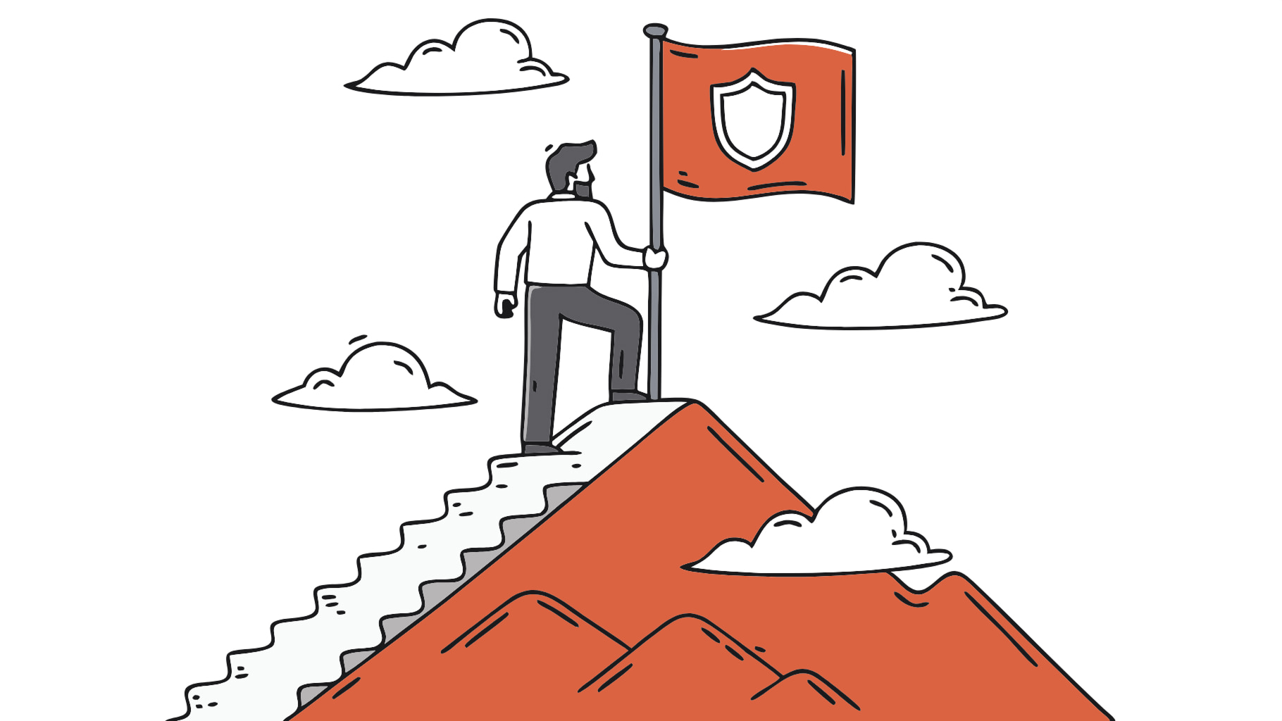 it manager climbing mountain of continuous improvement, representing cycle of continuous improvement in cyber security