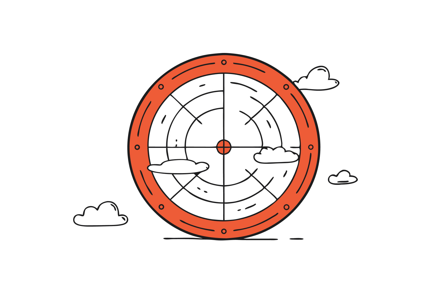cloud security posture management, radar with clouds passing, cspm metaphor