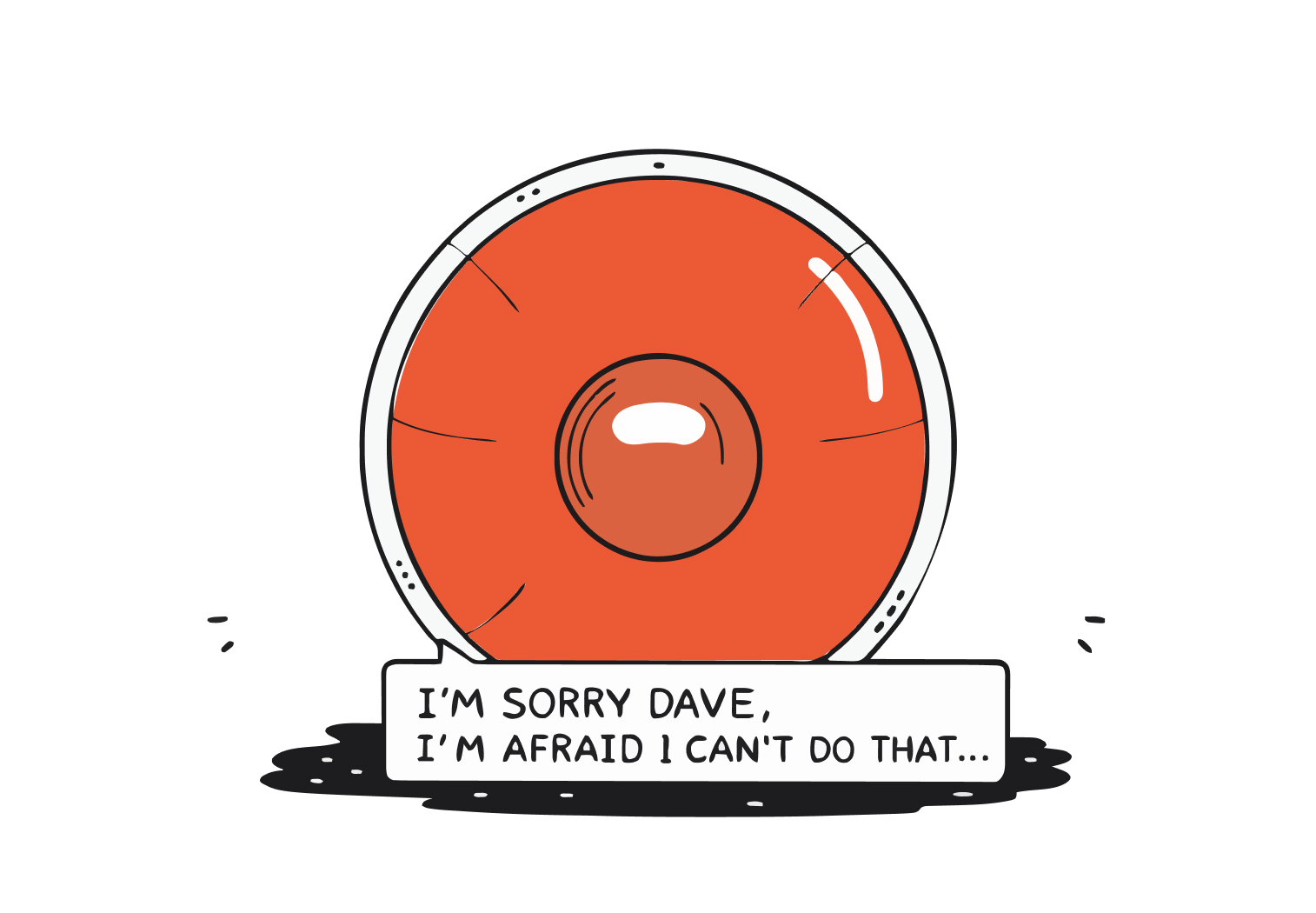 ai risks hero illustration, hal 9000, i'm sorry dave i'm afraid i can't do that