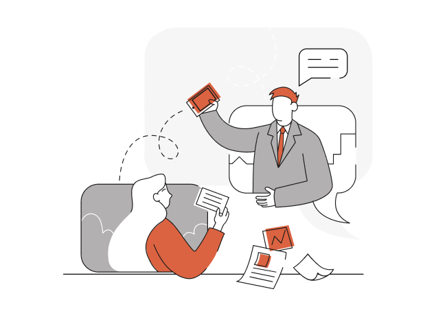 illustration of the Scotts team commincating