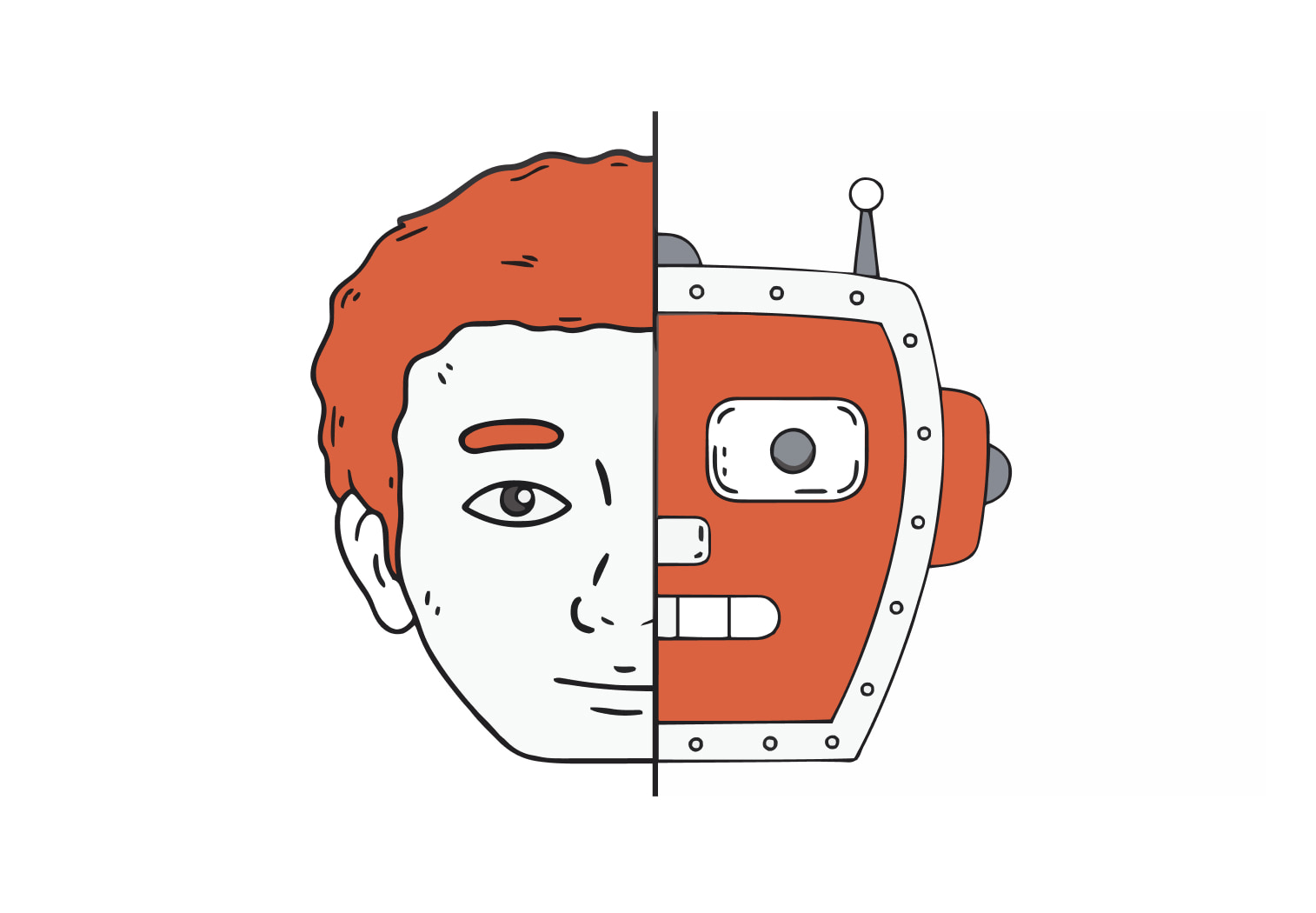 half human, half robot illustration