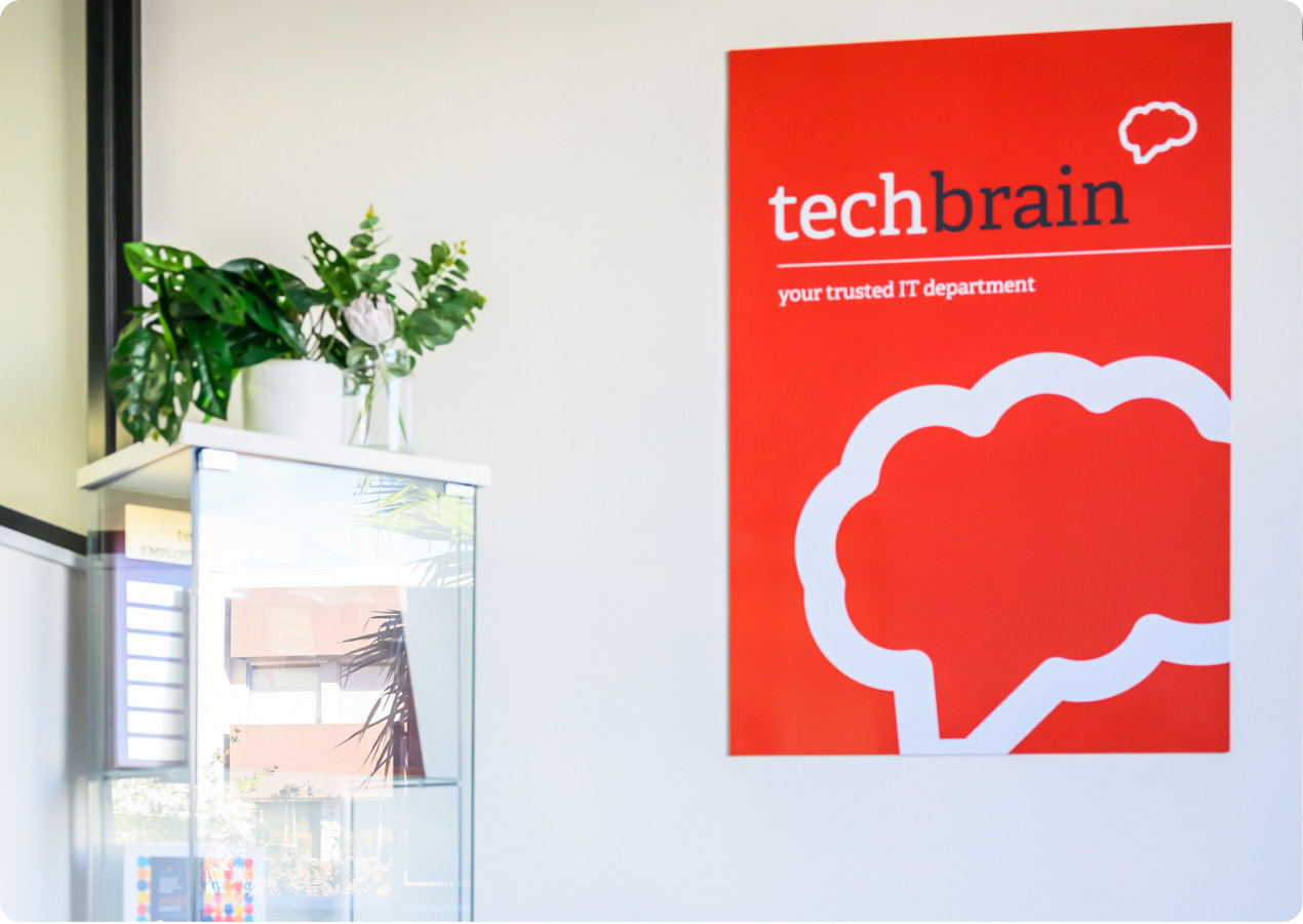 techbrain wall and award cabinet