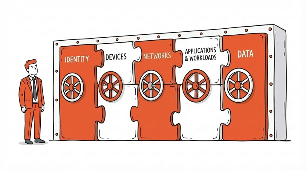 Zero Trust Architecture: Beyond the Old Castle Walls 3 illustration of the 5 zero trust security layers